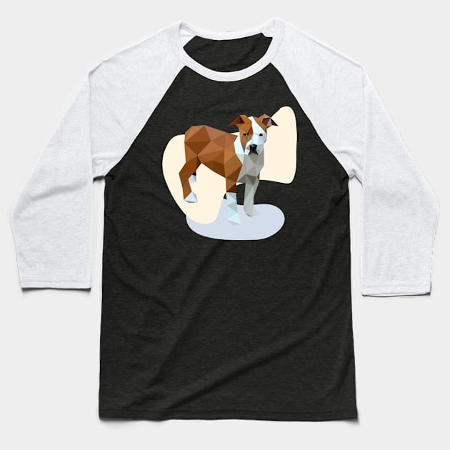 Bull Dog Low Poly Geometric Baseball T-Shirt by Origami Fashion